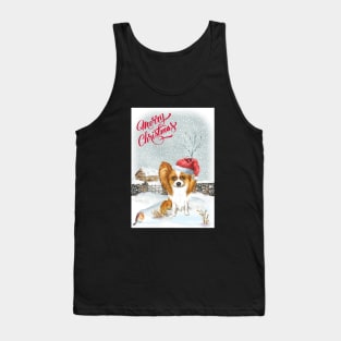 Cute Papillon Merry Christmas Santa Dog Tank Top